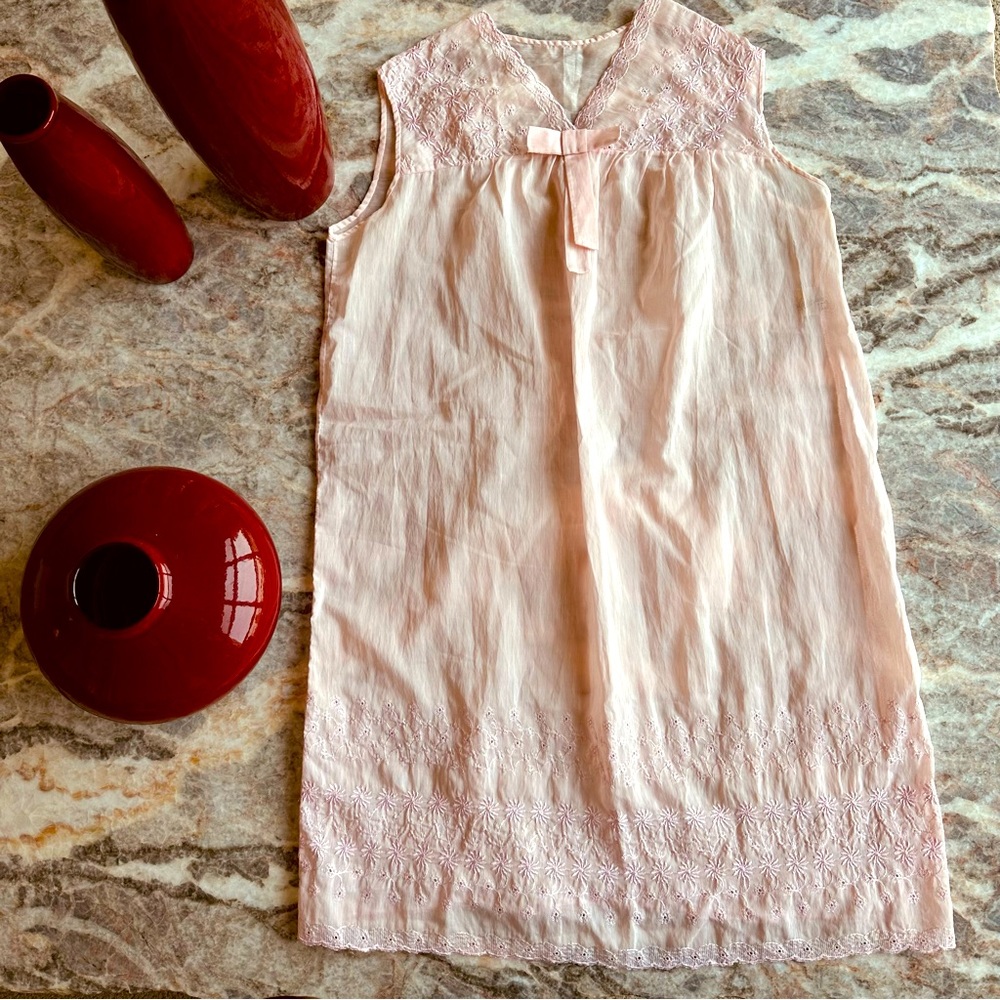 Vintage Valerie Lenceria Dusty Rose Pink Prairie Nightgown, M
